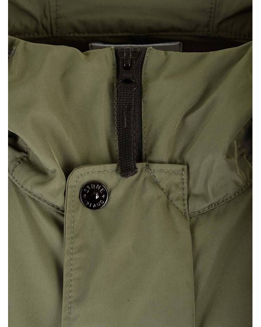 Stone Island Green Logo Patch Hooded Jacket for men