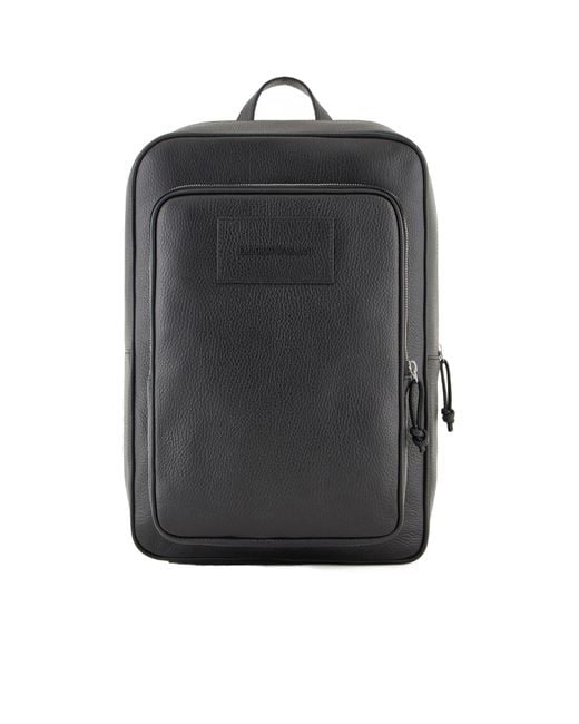 Emporio Armani Gray Logo Patch Zipped Backpack for men
