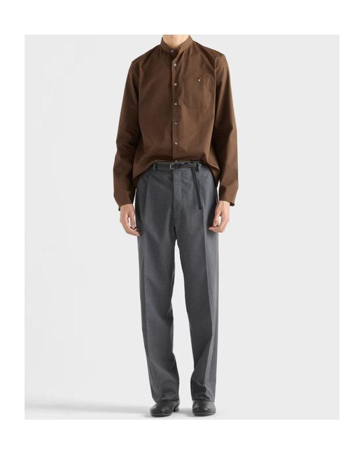 Prada Brown Long-Sleeved Button-Up Shirt for men