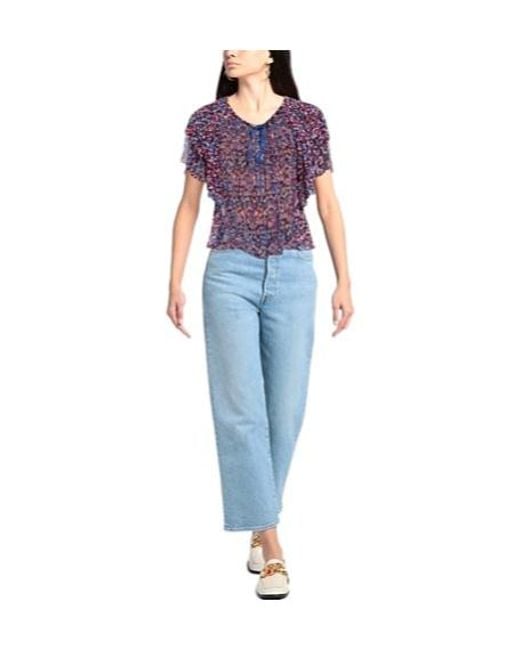 Isabel Marant Purple Colorful Short-Sleeved Top