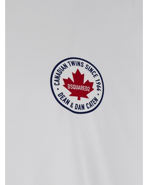 DSquared² White Logo Printed Crewneck T-Shirt for men