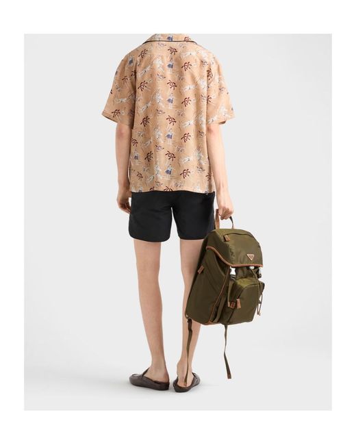 Prada Natural Pattern-Printed Short-Sleeved Shirt for men