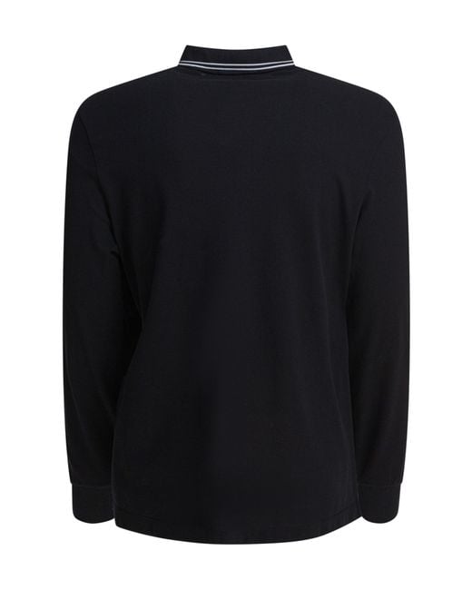 Stone Island Black Slim Fit Long Sleeved Polo Shirt for men