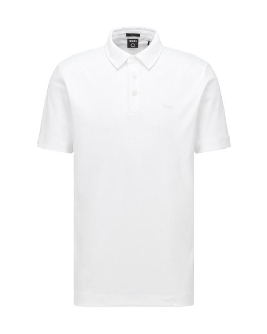 Boss White Boss Button Detailed Slim Fit Polo Shirt for men