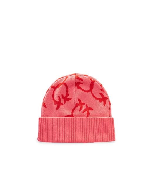 Pinko Pink Logo-Jacquard Beanie Hat