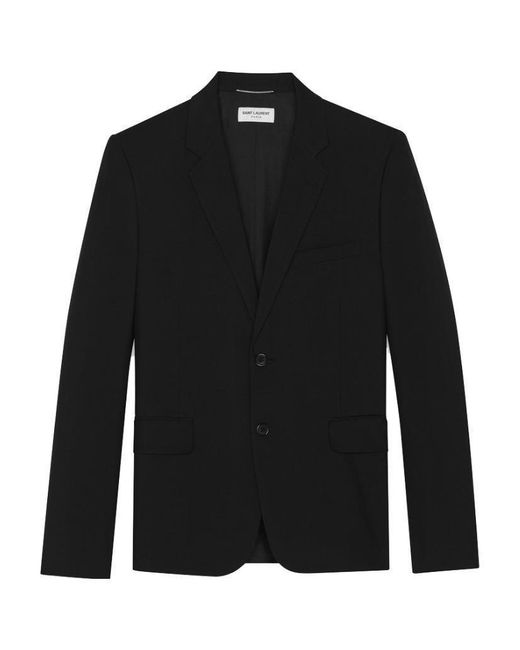 Saint Laurent Black Single-Breasted Straight Collar Jacket for men