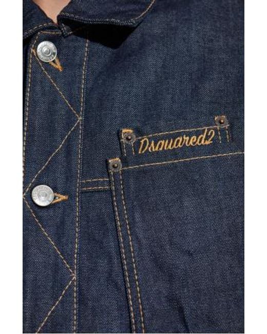 DSquared² Blue Logo Embroidered Denim Jacket for men