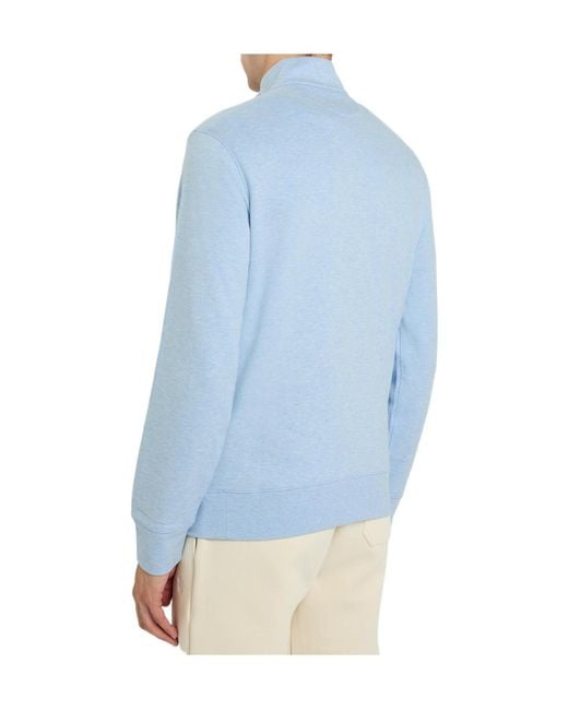 Polo Ralph Lauren Blue Half-Zip Logo-Embroidered Jersey Sweatshirt for men