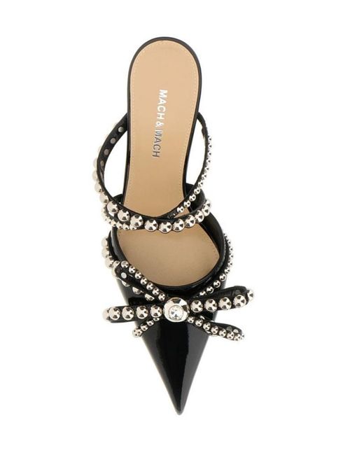 Mach & Mach White 55Mm Studded Leather Mules