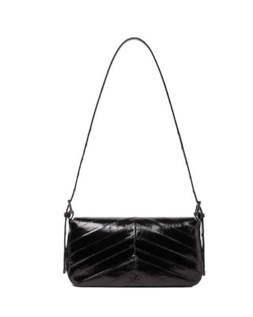Fendi Black Baguette 26424 Inlaid Hagfish Leather Bag