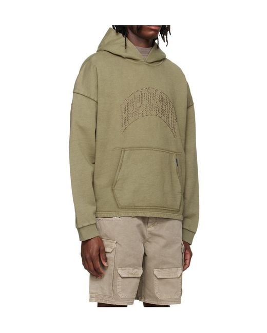 Represent Green Embellished Long-Sleeved Hoodie for men