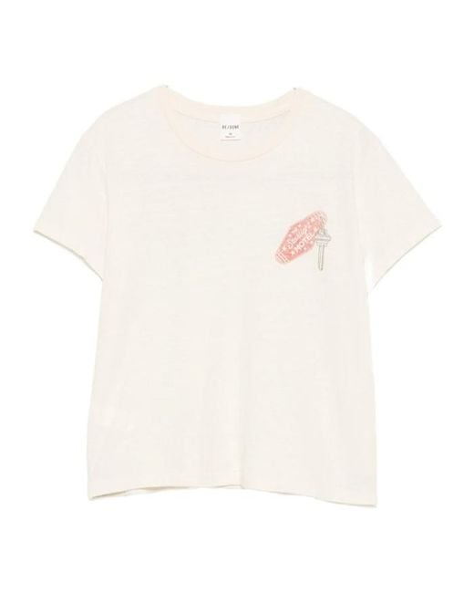 Re/done White Crew-Neck T-Shirt
