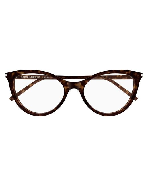 Saint Laurent White Eyewear Logo Printed Cat-Eye Frame Glasses