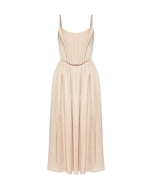 Zimmermann Natural Pleated Flared Slip Dress
