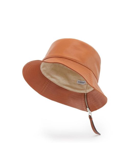 Loewe White Logo Patch Zip Detailed Fisherman Bucket Hat