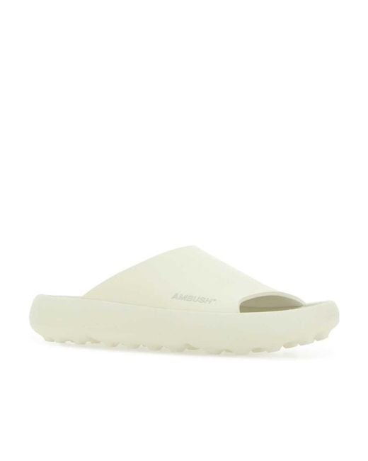 Ambush White Logo Detailed Open Toe Sliders for men