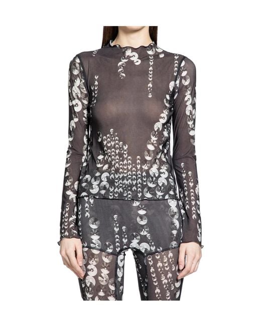 KNWLS Gray Ruffled Top
