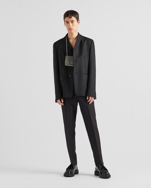 Prada Black Wool Long-Sleeved Suit Jacket for men