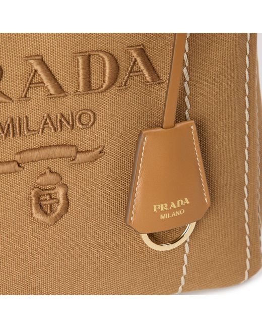 Prada Natural Small Plain Canvas Bag