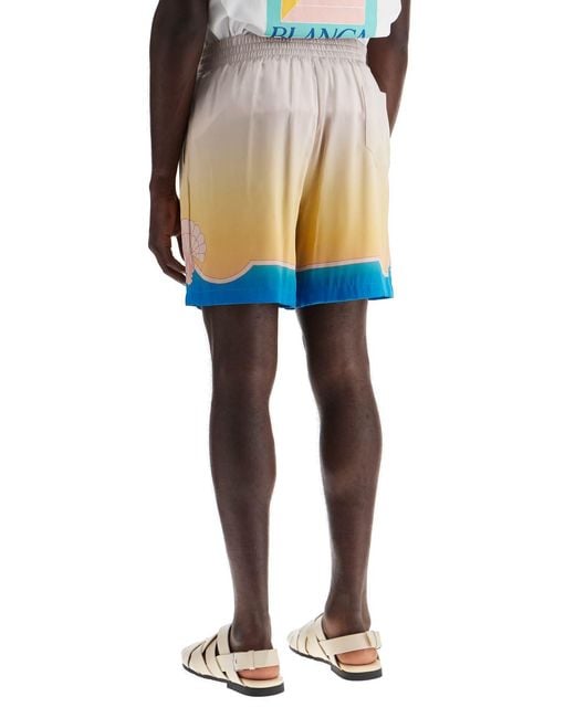 Casablanca Blue Mid-Rise Monogram-Printed Deck Shorts for men