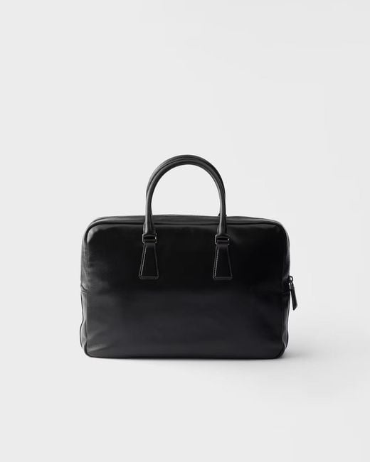 Prada Black Leather Work Bag for men