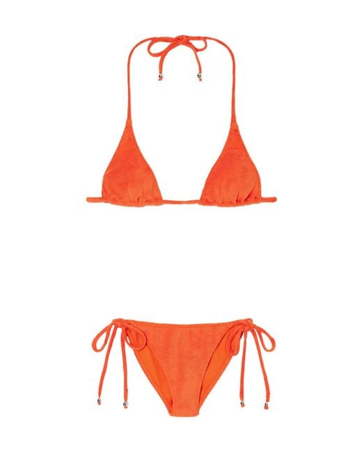 Lisa Marie Fernandez Red Pamela Embellished Terry Triangle Bikini