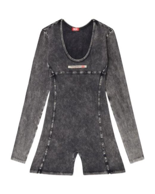 DIESEL Black Long-Sleeved Scoop-Neck Playsuit