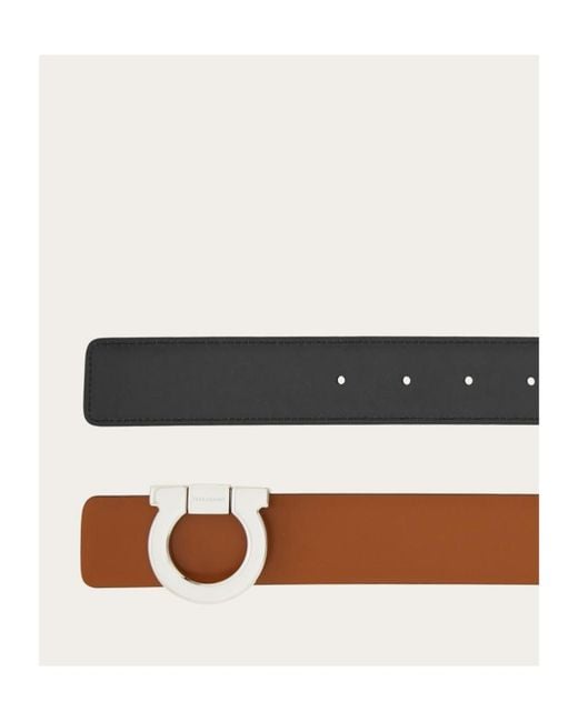 Ferragamo White Double-Sided Gancini Belt for men
