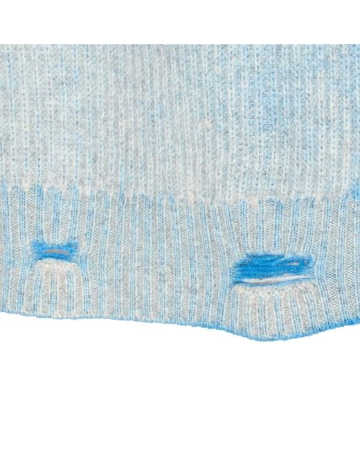 Represent Blue Distressed Crewneck Jumper for men