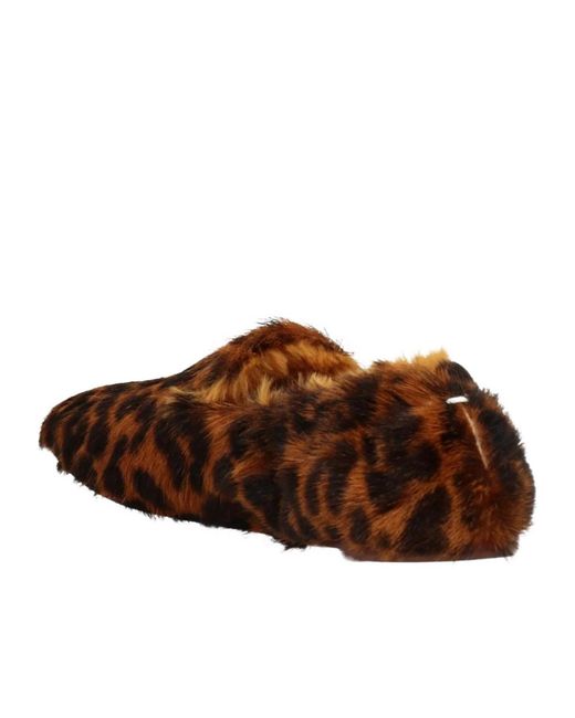 Maison Margiela Brown Leopard Print Round Toe Flat Shoes