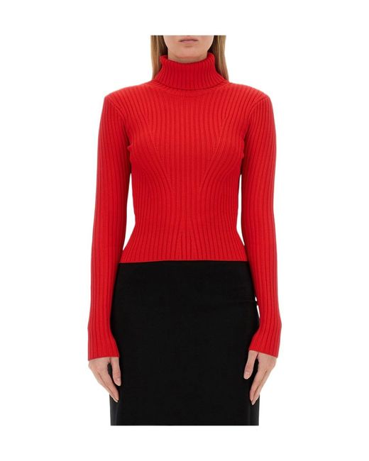 Staud Red Roll-Neck Knitted Jumper