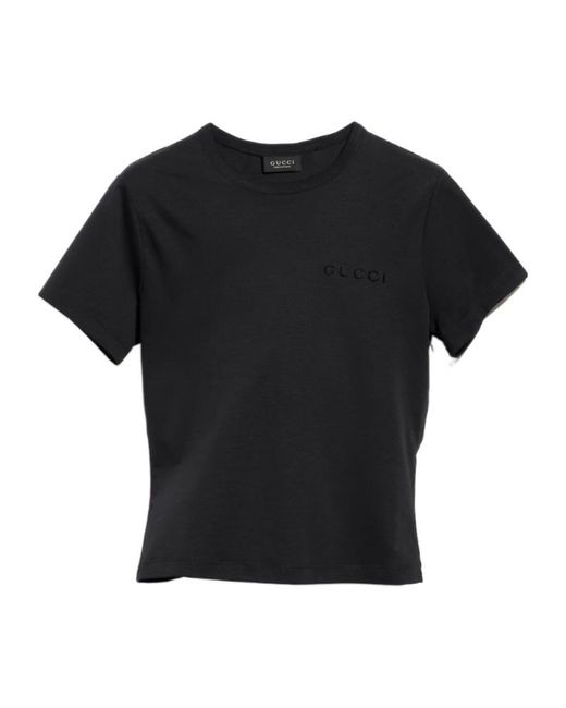 Gucci Black Cotton Jersey T-Shirt With Embroidery
