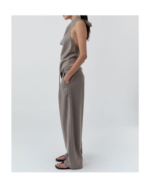 St. Agni Brown Wool Cowl Backless Top