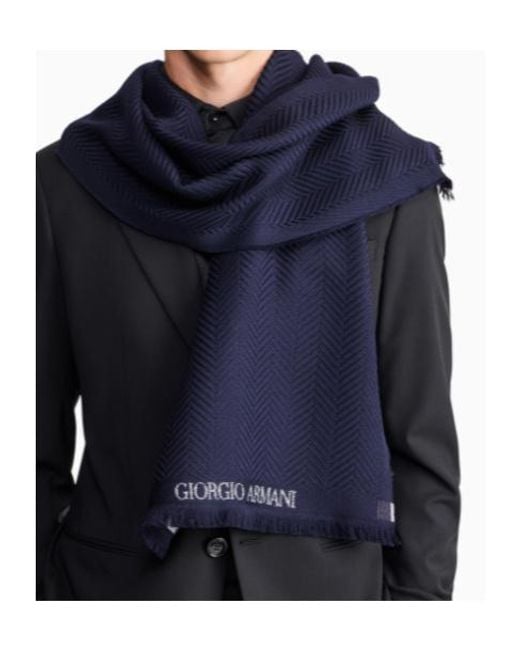 Giorgio Armani Blue Scarf for men