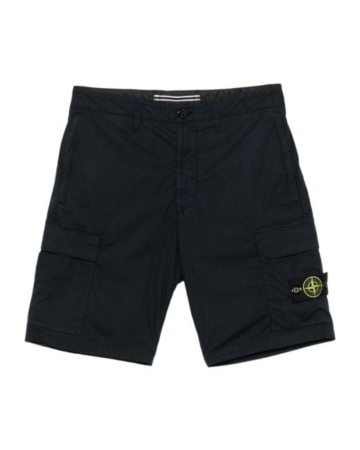 Stone Island Black Cargo Bermuda Shorts for men