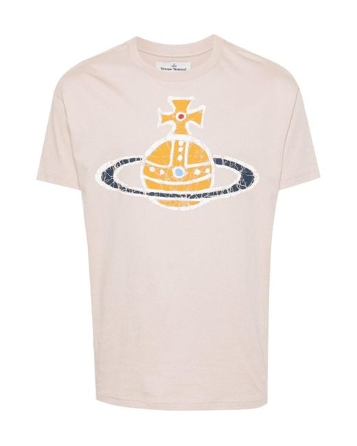 Vivienne Westwood White Orb Printed Crewneck T-Shirt for men