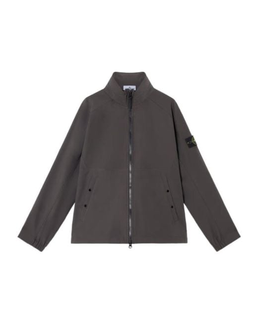 Stone Island Gray High-Neck Zipped Jacket for men