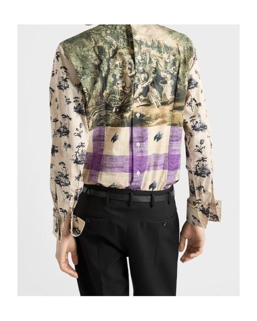 Prada Gray Printed Cotton Shirt for men
