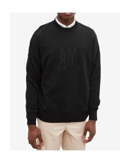 AMI Black Logo-Print Sweatshirt for men