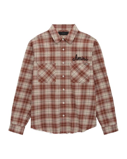 Amiri Brown Shotgun Flannel Shirt for men