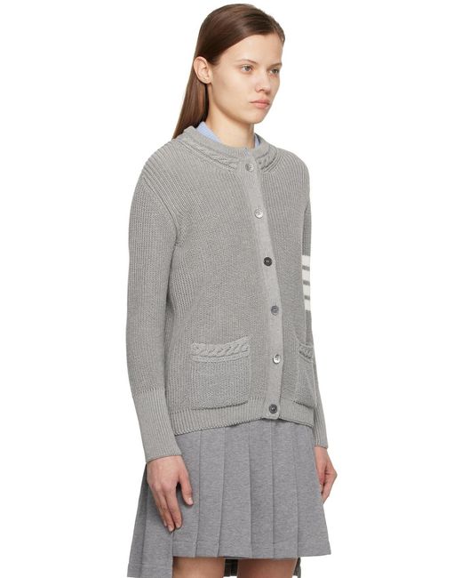 Thom Browne Gray 4-Bar Stripe Cardigan