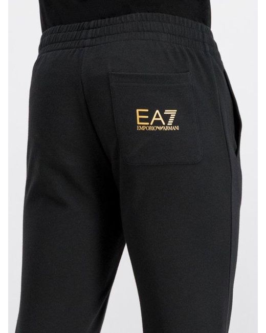 Emporio Armani Blue Logo-Print Cotton Track Trousers for men