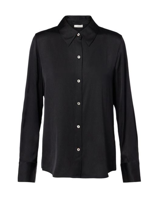 Vince Black Silk-Blend Satin Shirt