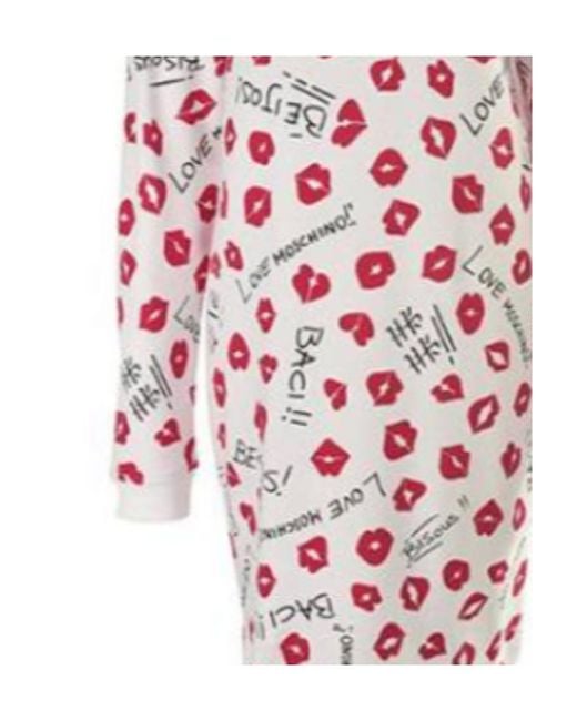 Moschino White Logo Lipstick Pattern Dress