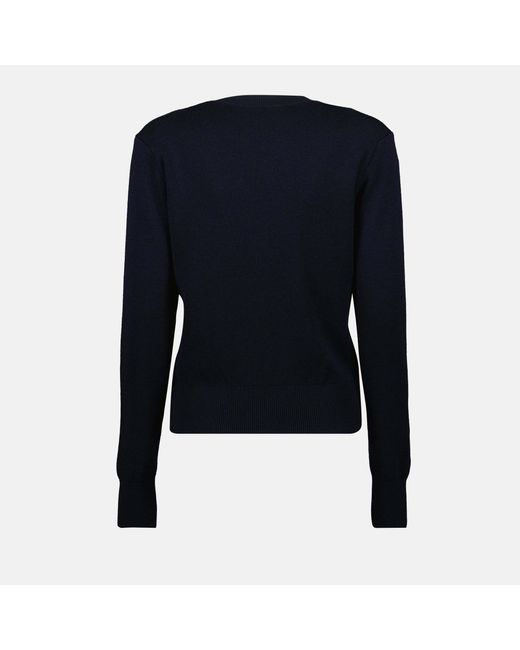 AMI Blue Logo Embroidered Crewneck Jumper for men