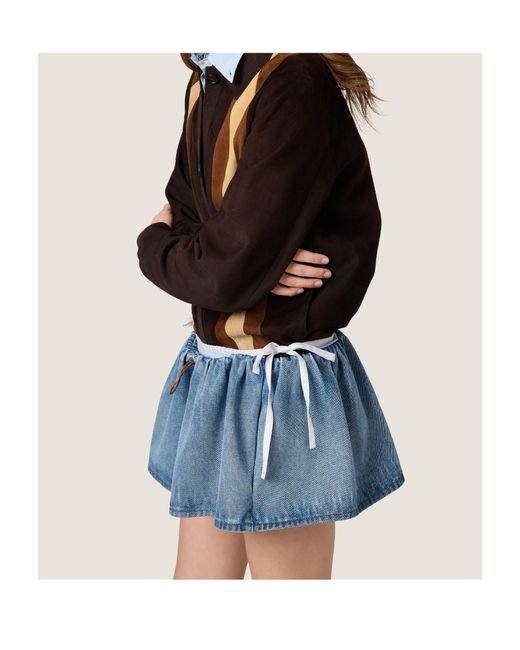 Miu Miu Blue Washed Denim Miniskirt