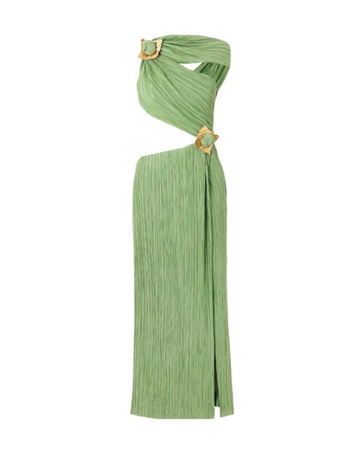 Cult Gaia Green Loah Asymmetrical Cutout Dress