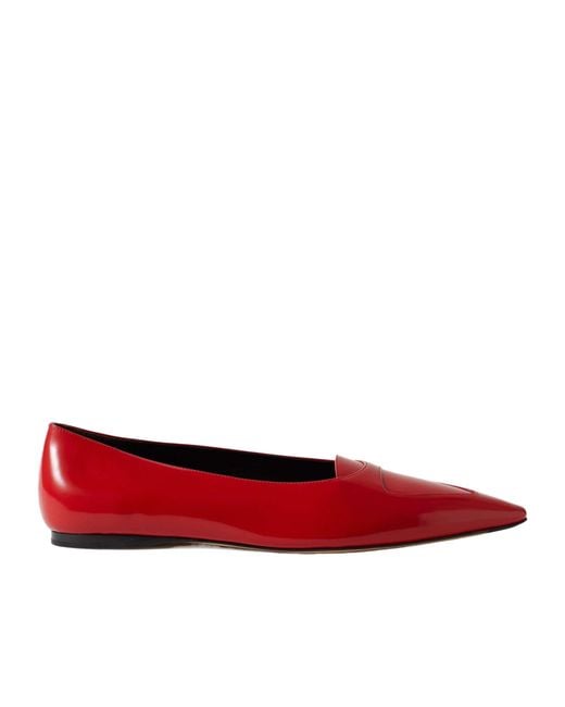 The Row Red Pointed Toe Ballet Flats