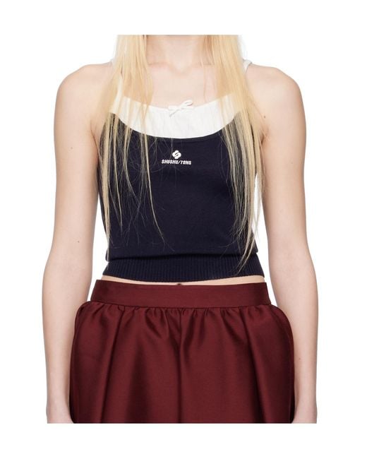 ShuShu/Tong Red Patchwork Knit Camisole