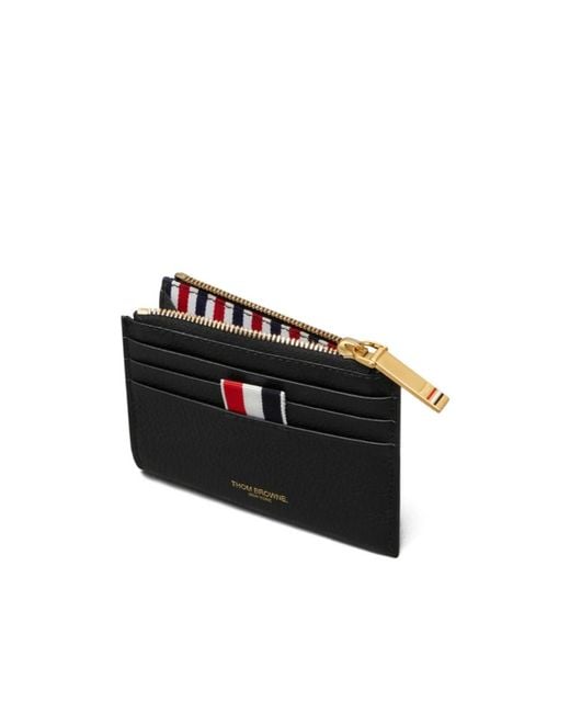 Thom Browne Black Pebble-Grain Zip-Top Cardholder for men